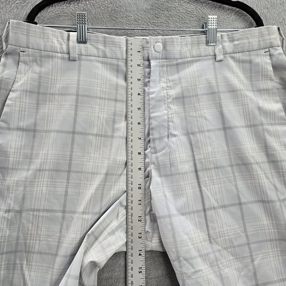 Nike Golf Men Activewear Shorts‎ 36 Gray Plaid Tour Performance Logo READ